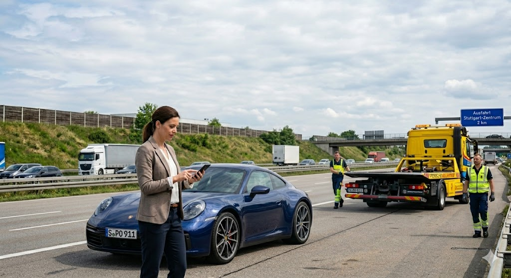 Porsche Connect Care – Pannenhilfe-Szene